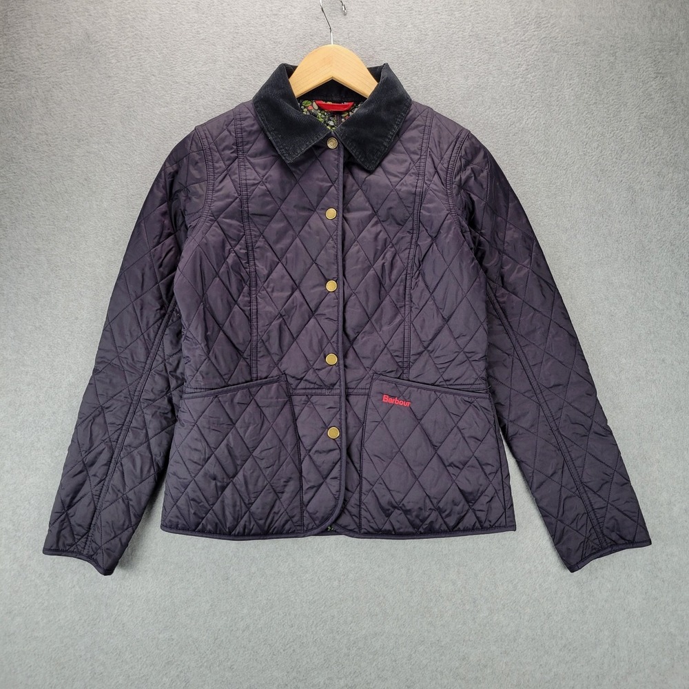 Barbour Annandale Ladies Quilted Jacket Navy Blue Floral Size US‎ 4 UK 8